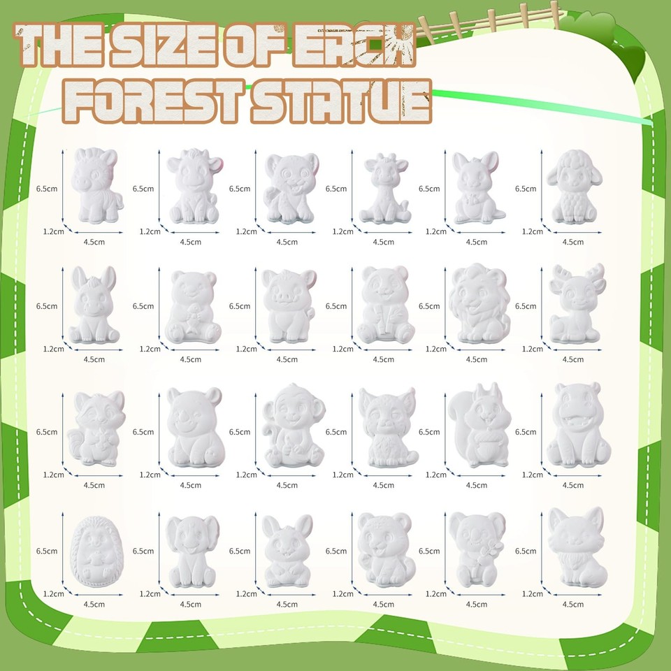 24 Pcs Animal Forest Paint Your Own Plaster Animals Kit - Cute Zoo ...