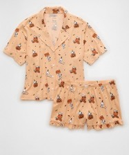 Juego de pijama American Eagle AE Luxe Peanuts otoño Halloween calabaza Snoopy talla XS