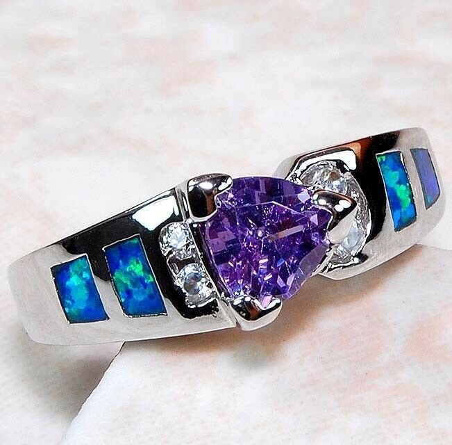 1CT Amethyst 925 Solid Genuine Sterling Silver Ring Sz 7 GA4-6