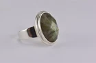 Vintage F&L Sterling Silver Oval Faceted Quartz Statement Band Ring 925 Sz: 7.5