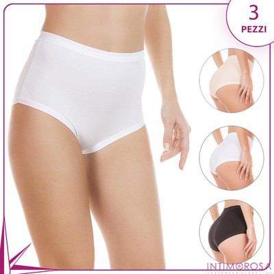 Damen Slip Culotte Jadea 787 High Waist Baumwolle 3 Stück