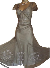 Coast ❤️ khaki Mesh Gatsby 20’s dress size 14 Vintage Style Tea Wedding Party
