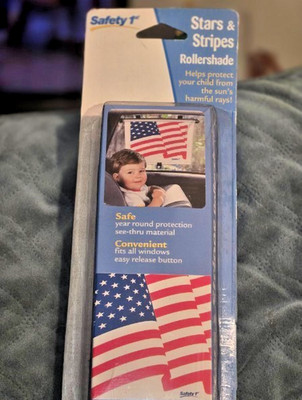 VINTAGE 2001 Safety 1st Stars & Stripes Flag Roller Shade - NEW SEALED  Rare NOS