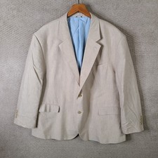 Oak Hill Jacket Mens 3XL 54R-56R Beige Linen Blend Blazer 2 Button Sport Coat