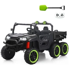 24V Ride on Electric Dump-bed Truck Off-road 7mph 2 Seater Car with Remote LED