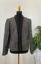 NWT Talbots Breckenridge Black/White/Gold Metallic Wool Tweed Jacket Sz 8, 199