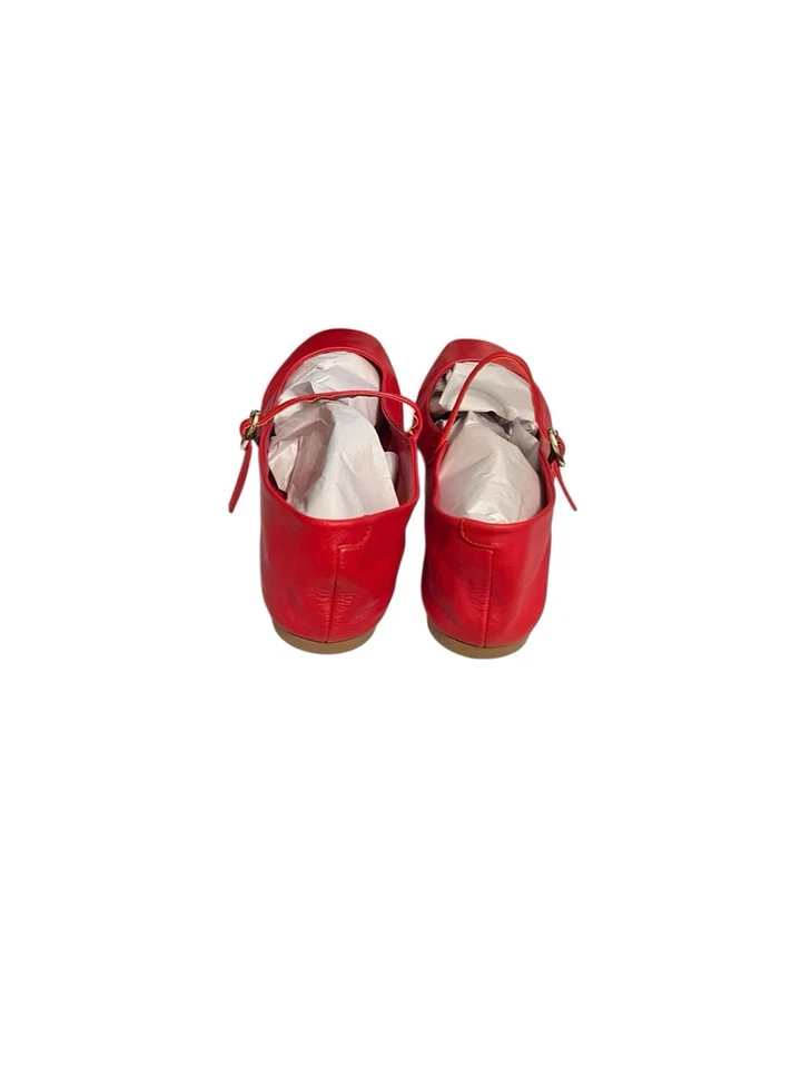 Zapatos planos de ballet Zara rojos de cuero suave con hebilla plateada EU 40/US 9 Foto 4 de 4