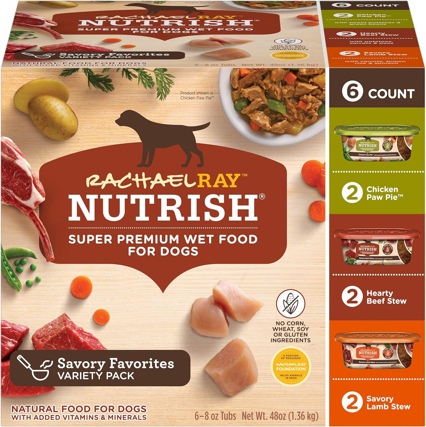 Rachael Ray Premium Natural Wet Dog Food, Savory Favorites Variety Pack, 8 Ounce