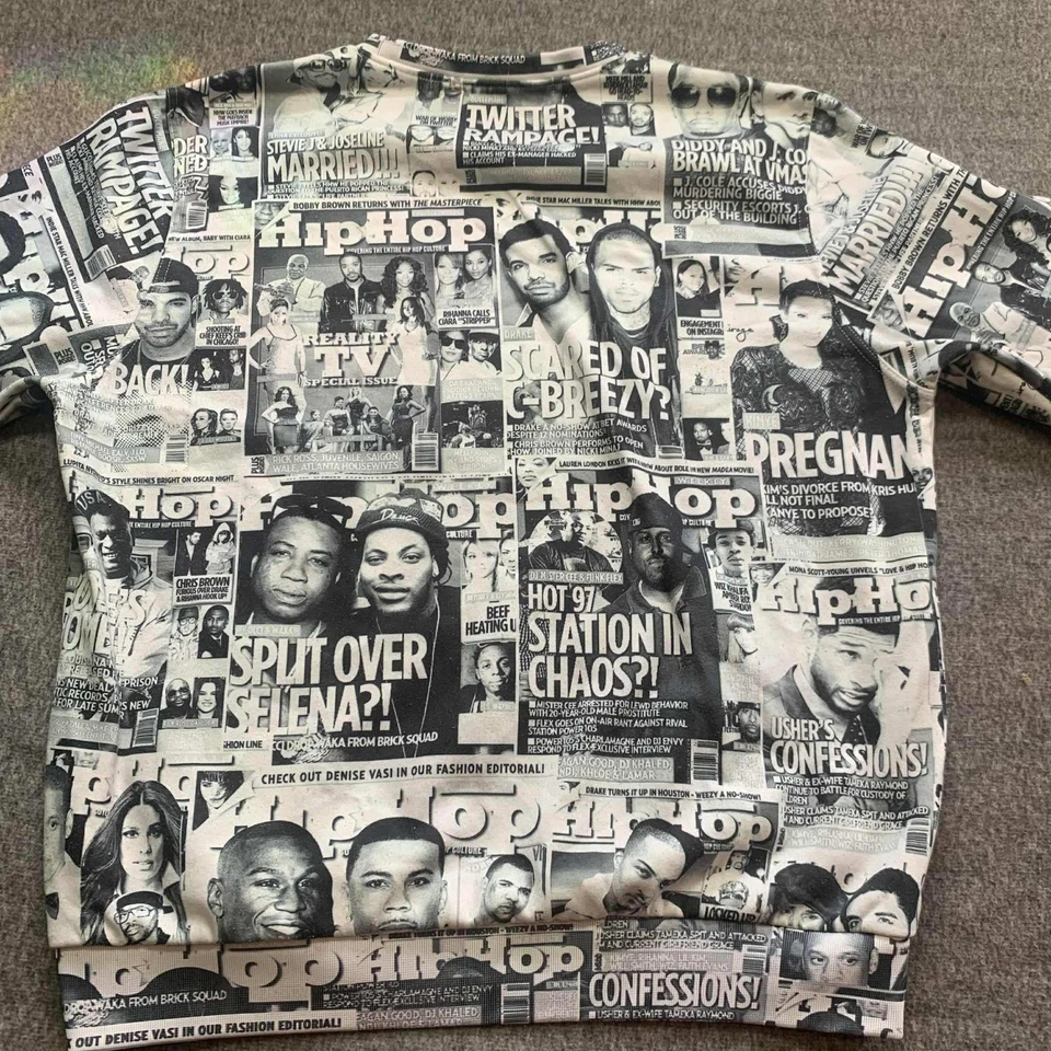 Hudson Outerwear Hip-Hop Periódico Sudadera Para Hombres 3XL Blanco y Negro Gráfico Foto 3 de 4