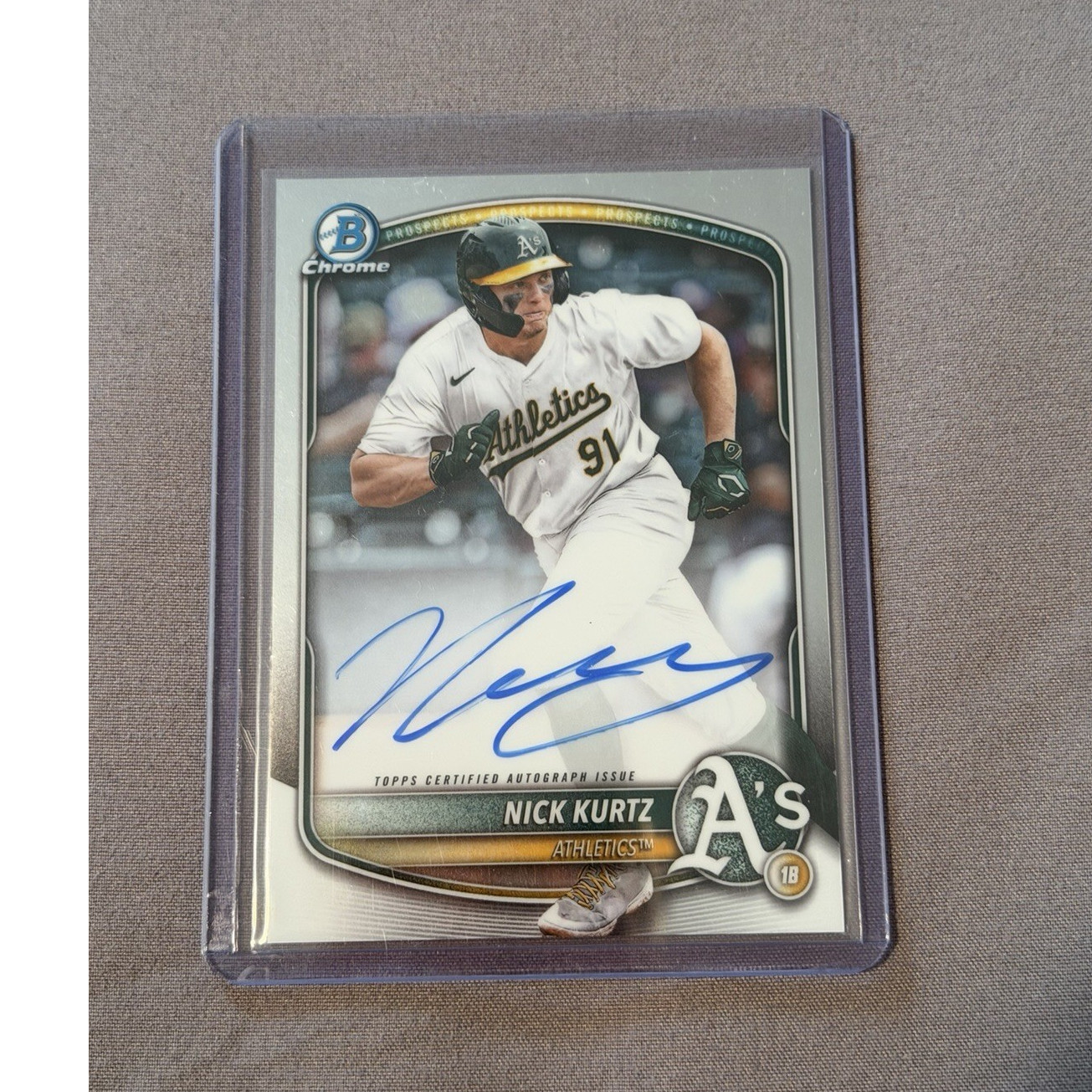 Topps Bowman 2025 Chrome Prospect Nick Kurtz #CPA-NK Autograph Rookie Athletics
