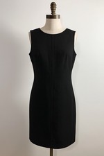TALBOTS Sleeveless Shift Dress Wool Blend Knee Length Black 10