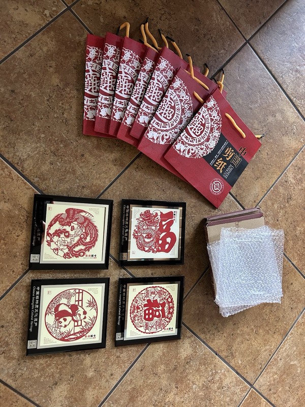 Chinese Intangible Cultural Heritage - Chinese Paper Cut bags x 7