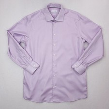 Eton Shirt Mens 16 Purple Striped Button Up Angle Miter Cuff Slim Contemporary