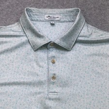 Peter Millar Summer Comfort Polo Shirt Men XL White All Over Print AOP Golf Logo