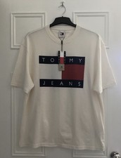 Image of Tommy Jeans Big Flag T-Shirt Men’s Medium M Oversized Tee Ancient White BNWT