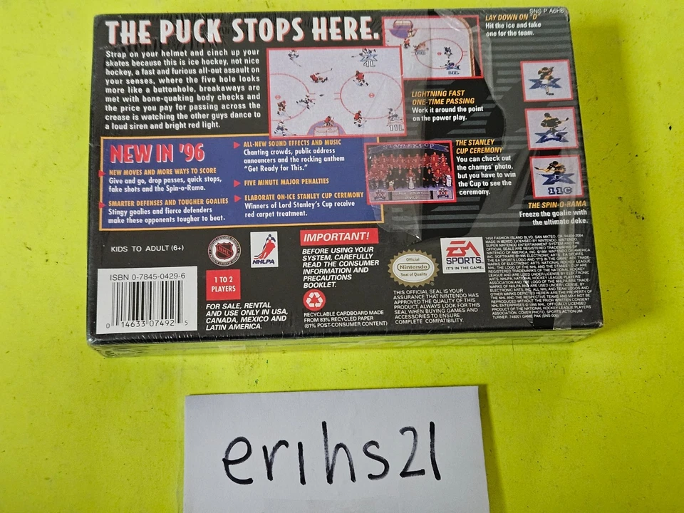 NHL 96 (Super Nintendo Entertainment System, 1995) Factory Sealed, Brand New - Image 2 of 4