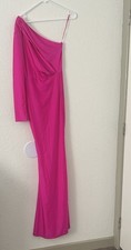 Fashion Nova Pink One Shoulder Long Sleeve Solid Maxi Dress Women Regular Size