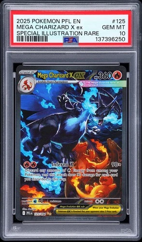 2025 POKEMON PFL SPECIAL ILLUSTRATION RARE #125 MEGA CHARIZARD X EX PSA 10
