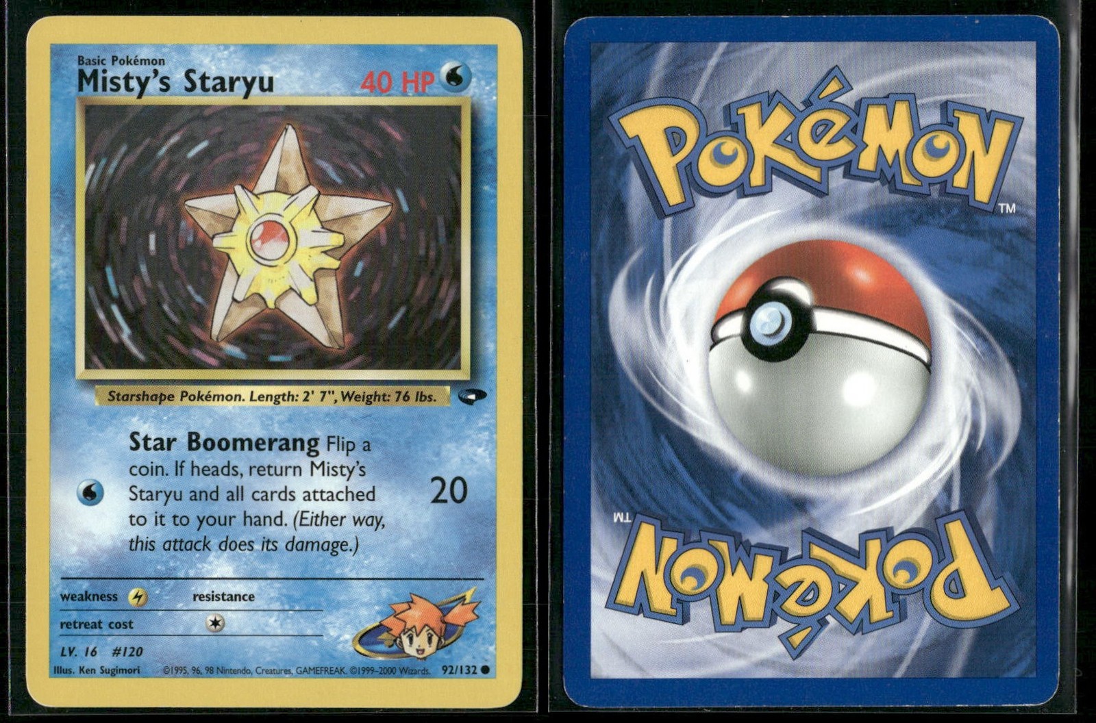 ✰ MISTY'S STARYU 92/132 COMMON GYM CHALLENGE POKEMON ✰ MP