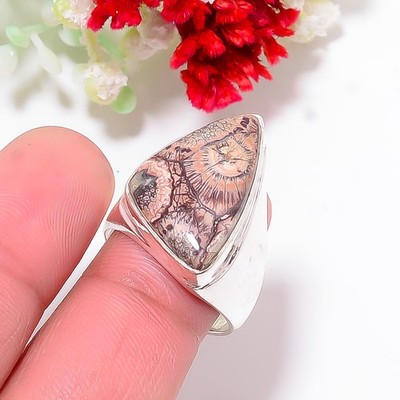 Bird Eye Jasper - Mexico Gemstone 925 Sterling Silver Ring S.9 R11862