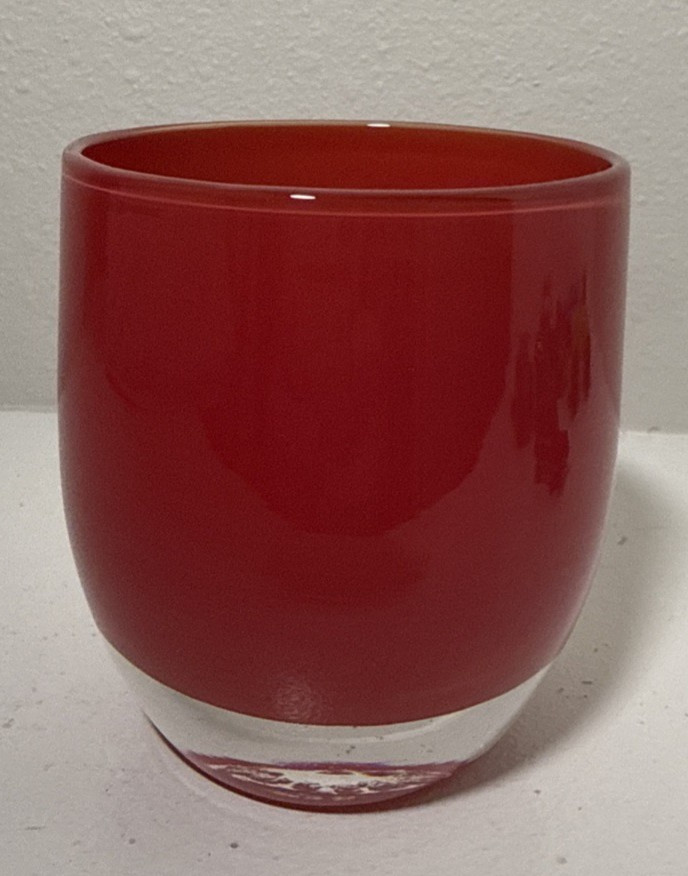 Glassybaby Red Votive Candle Holder Hand Blown No Triskelion