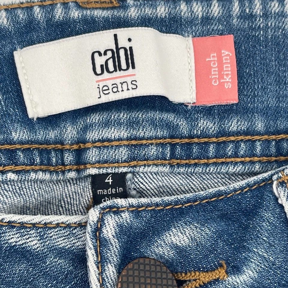 Salpicaduras de pintura envejecida lavado ligero ajustado Cabi Jeans para mujer talla 4 Foto 2 de 4