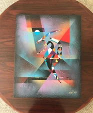 NEAL DOTY -  ACRYLIC PAINTING  ART DECO WOMAN CUBISM MODERNISM ABSTRACT