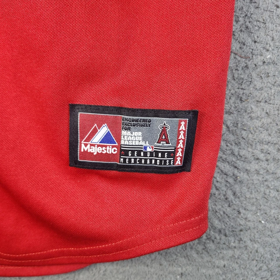 Camiseta deportiva juvenil grande roja de béisbol MLB de Los Angeles Angels Mike Trout 27 majestuosa Foto 2 de 4