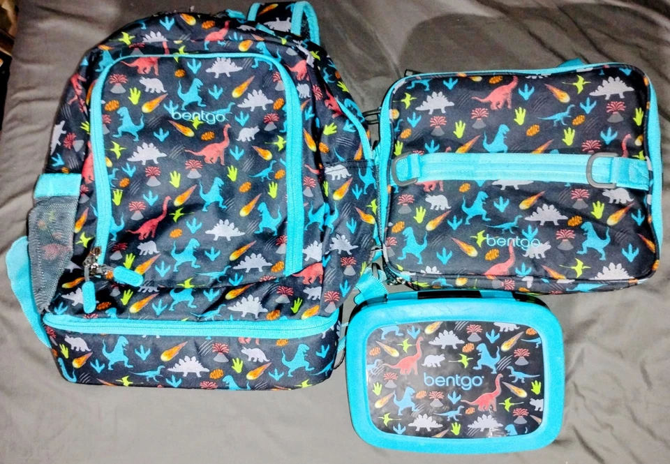 Nuevo Conjunto de Dinosaurios Bentgo Lote Mochila Bolsa de Almuerzo y Lonchera Bento Niños Niña Foto 2 de 4