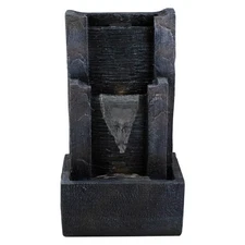 Northlight 23.5" Black Gray Modern Three-tier Outdoor Garden Water Fountain
