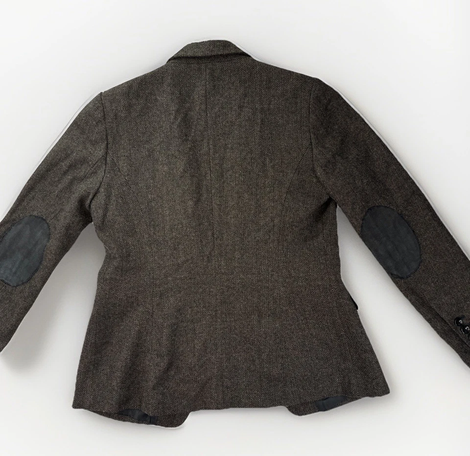 Blazer PIM + LARKIN DE COLECCIÓN Tweed mezcla de lana para mujer talla mediana parches en el codo ceñidos Foto 2 de 4