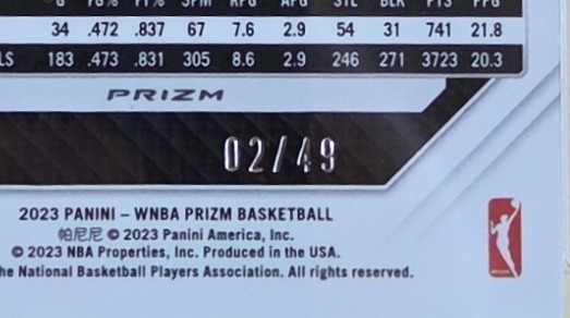 2023 Panini Prizm WNBA BREANNA STEWART! TEAL PRIZM #'d /49! PSA MINT 9! Card 17. view 3