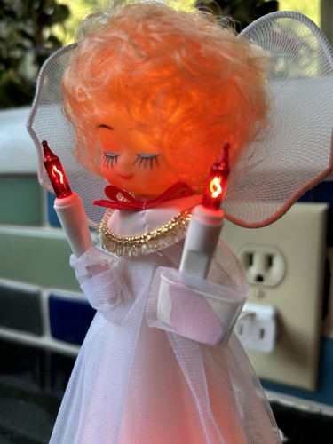 Vtg Angel Tree Topper Xmas Lights Retro Window Tabletop Angel 1970’s Excellent - Bild 3 von 8