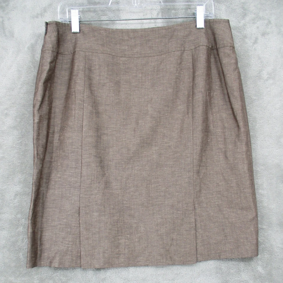 Tahari ASL Falda Traje 12 Pequeño Lino Blazer Ligero Oficina Carrera Marrón Cremallera Foto 4 de 4