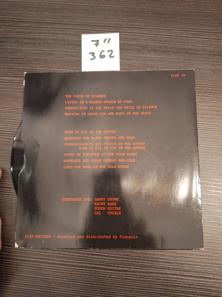 Discharge - The Price of Silence - Vinyl Record 7" Single - 1983 - Clay 29 - Bild 2 von 2