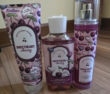 Bath  Body Works Set Body Wash Mist Cream Shower Gel Sweetheart Cherry Lotion