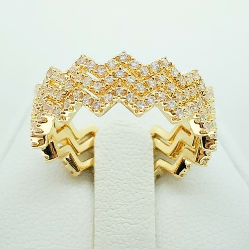 R7409 Women Fashion Jewelry Gold Plate Engagement Wedding 3pcs Band Set Ring - 第 1/9 張圖片