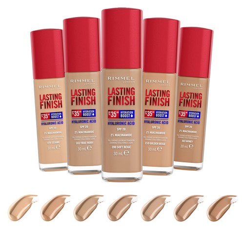 RIMMEL langlebiges Finish 35 Stunden flüssiges Fundament volle Abdeckung für trockene Haut 30 ml - Bild 1 von 13