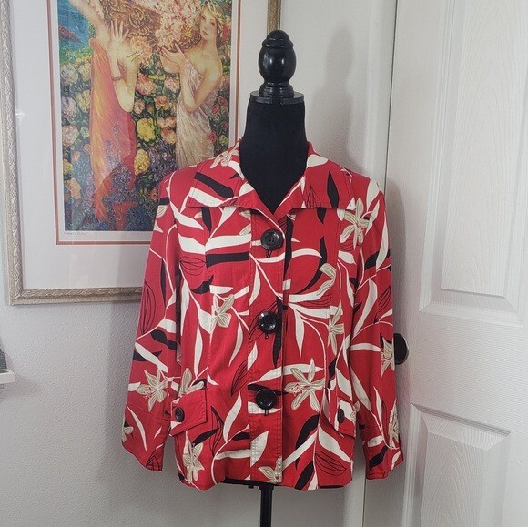 Westbound Floral Print Statement Jacket sz Medium - image 2