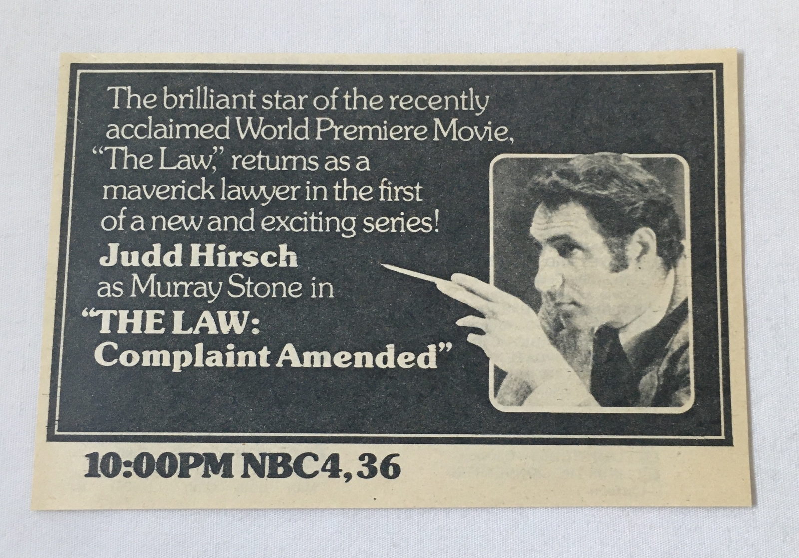1975 NBC The Law Complaint Amended TV Ad with Judd Hirsch