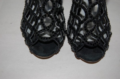 38/8❤️ Sergio Rossi Crystal suede Leather High Heels Ankle Boots Sandals ITALY - Picture 5 of 15