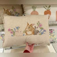 Printed Bunny Easter Lumbar Throw Pillow