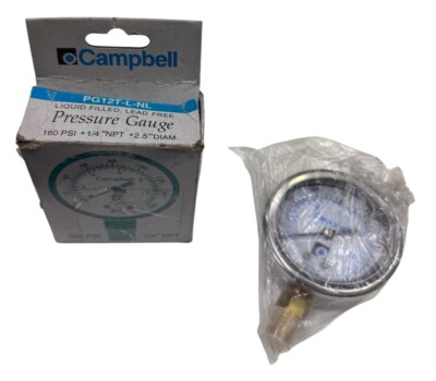 #ad Campbell PG12T L NL Liquid Filled Lead Free Pressure Gauge NEW **SALE** $19.98
