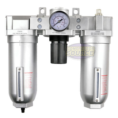 1'' Compressor FRL Compressed Air Filter Regulator Oiler Lubricator w/ Auto Drain
