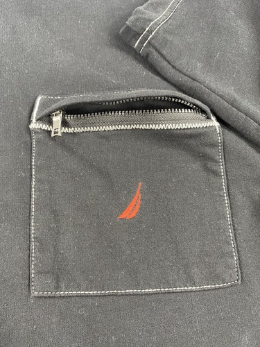 Nautica 1/4 Zip Sweatshirt Mens XL Extra Large Black Zip Pocket Long Sleeve - Picture 10 of 16