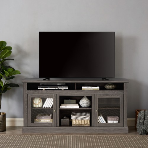 TV Stand for TVs Up to 65'', Dark Walnut/Black Media Console with Storage Space - Picture 2 of 14