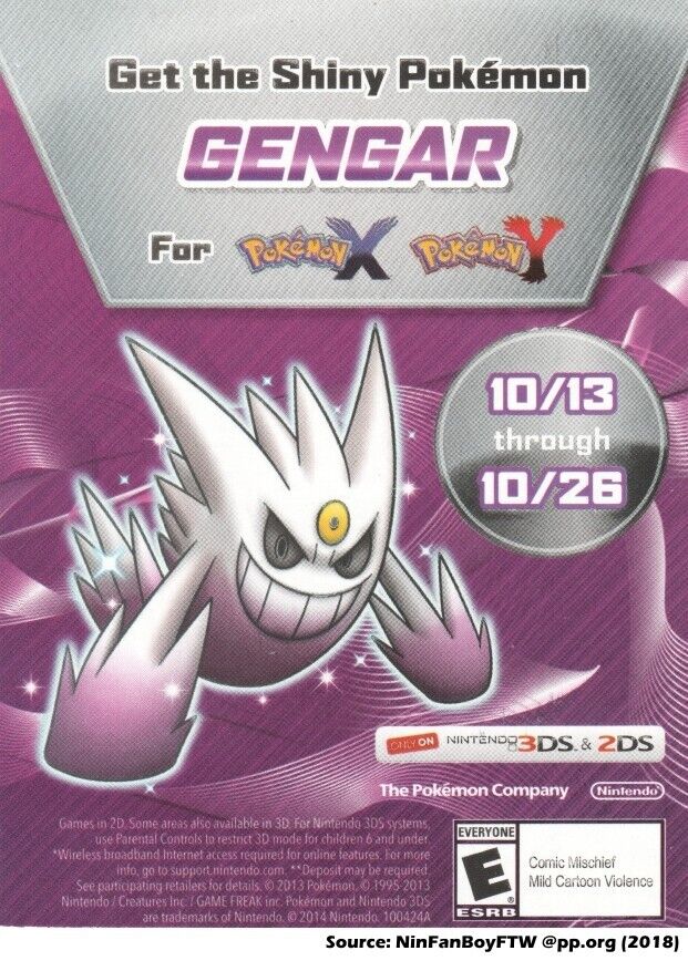 Pokemon X / Y Shiny Gengar and Mythical Pokemon Diancie distribution events  at GameStop this fall - Neoseeker