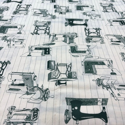 Antique Sewing Machine Fabric 55" L X 44" W 1.5 Yard Green Monochrome Vtg 1993 - Picture 3 of 8