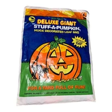 Vtg 1992 Sun Hill Halloween Deluxe Giant Stuff A Pumpkin Leaf Bag 140 Gallons