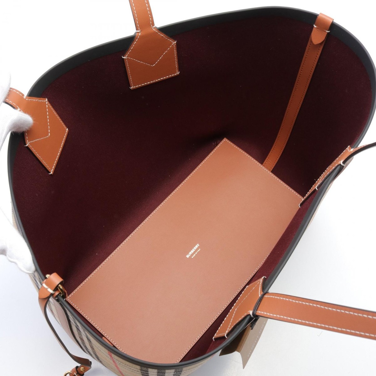 BURBERRY Tote Bag 8066223 canvas leather Beige Brown Mulch BURBERRY Tote Bag 8066223 canvas leather Beige Brown Mulch